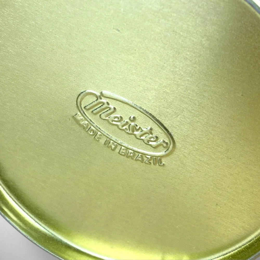 Meister Brazil‎ Tin – 1980s Holiday Stained Glass Collectible Canister Vintage